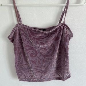 Purple Velvet and Mesh Crop Top